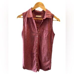 Sleeveless Red Button-Up Dress